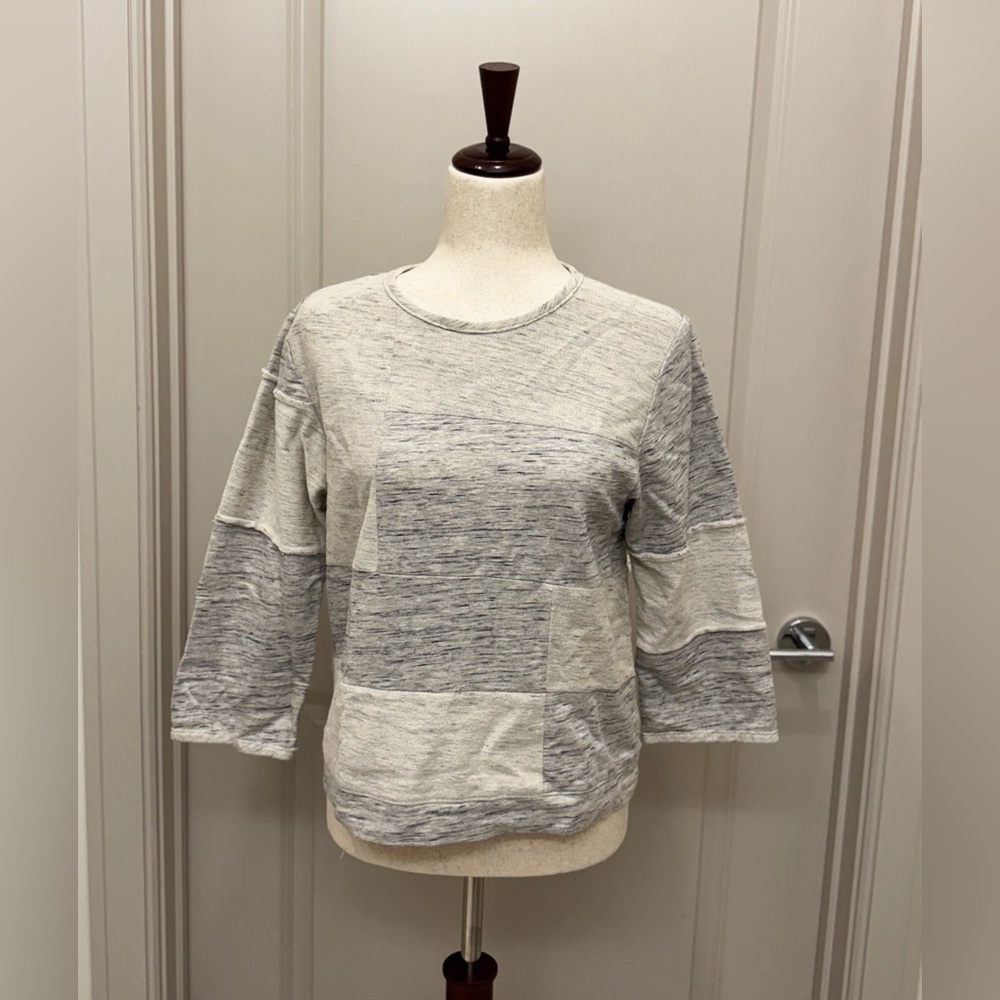 Tibi - Gray Patchwork Sweatshirt Top - image 1